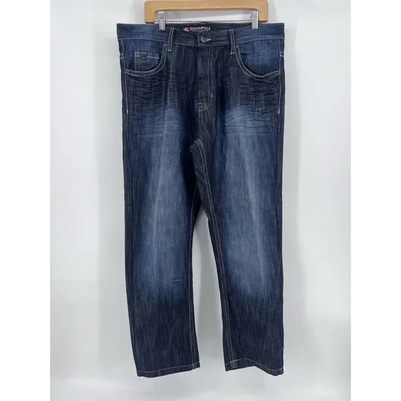 Y2K Southpole Denim Jeans Size 36x30 Faded Dark Wash MCMXCI - Picture 2 of 8